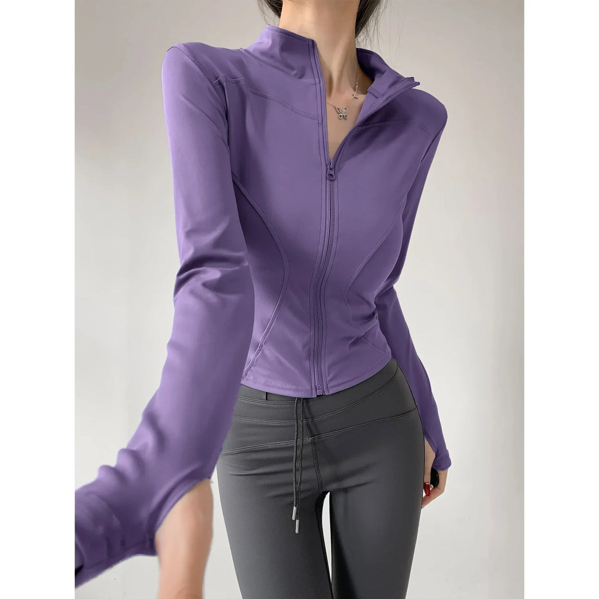 Women's Quick-Dry Yoga Jacket, Slim Zip-Up