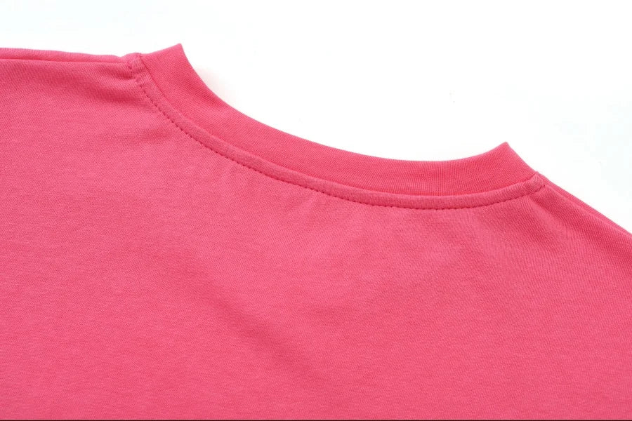 AS 2026 summer loose design drop sleeves boxy Tee V neck casual style  high quality  fabric woman clothes