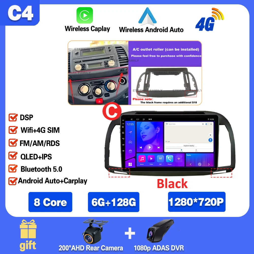 Android 15 For Nissan March Micra K12 2002 -2010 Car Radio Stereo Multimedia WIFI Wireless Carplay Android Auto Navigation 4G BT