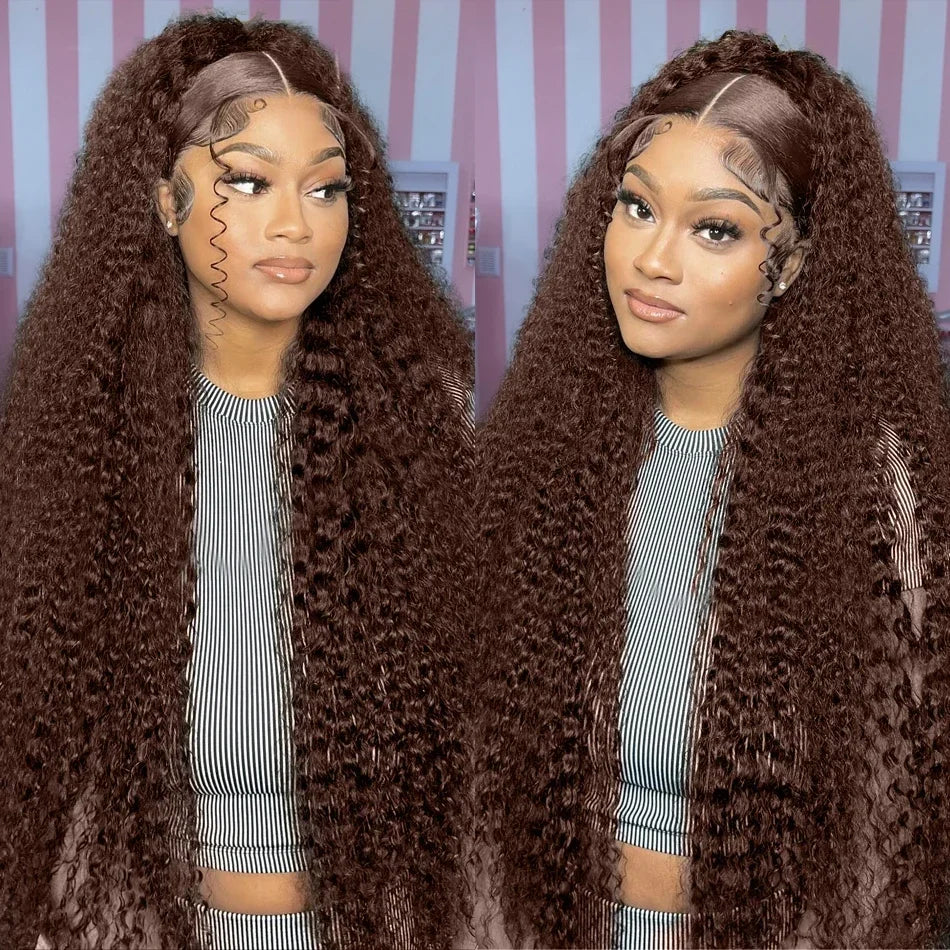 Deep Wave 13x4 / 13x6 HD Lace Front Human Hair Wig — Chocolate Brown (up to 40")