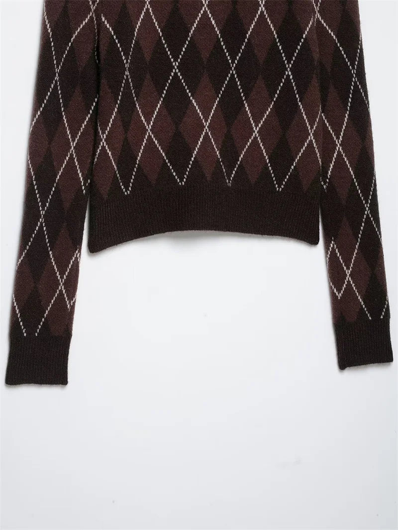 Women's Sweater 2026 New Autumn Winter Long Sleeve Diamond Knit Sweater for Women Fashion Personality Chic Women Pullover Top