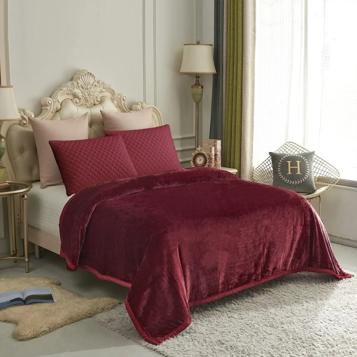 Reversible Faux Mink Throw Blanket, Printed Plush