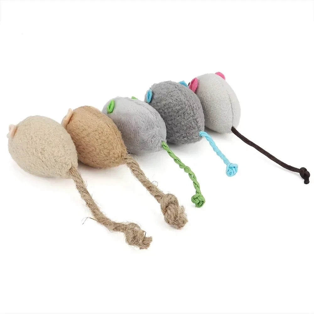 Catnip Faux Fur Mice Cat Toys with Rattle - 5 Pack - photo 5