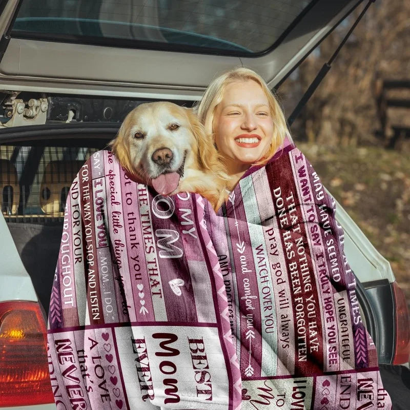 Gift for Mom Flannel Throw Blanket with Loving Message