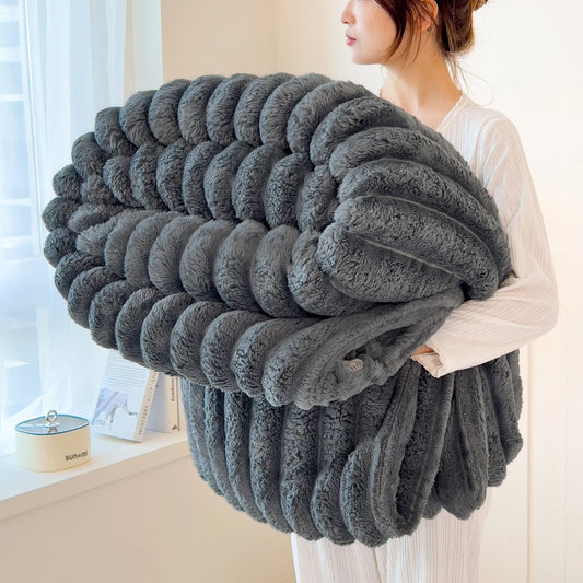 Wide Striped Multi-Use Blanket, Bed Cover and Nap Blanket
