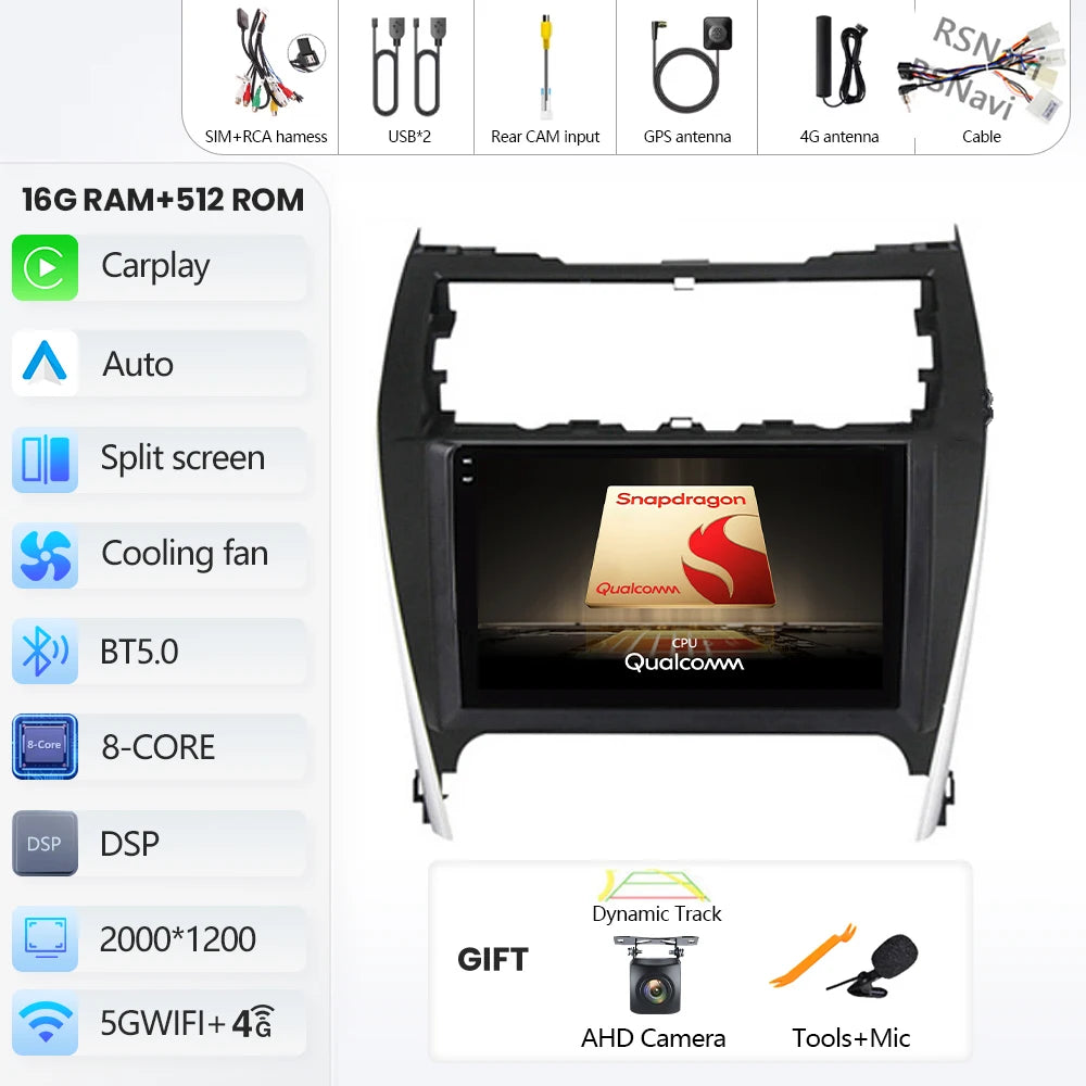 Android 16 For Toyota Camry US 2012 - 2014 2K QLED Android Car Radio Multimedia Video Player GPS Stereo CarPlay 4G Head Unit