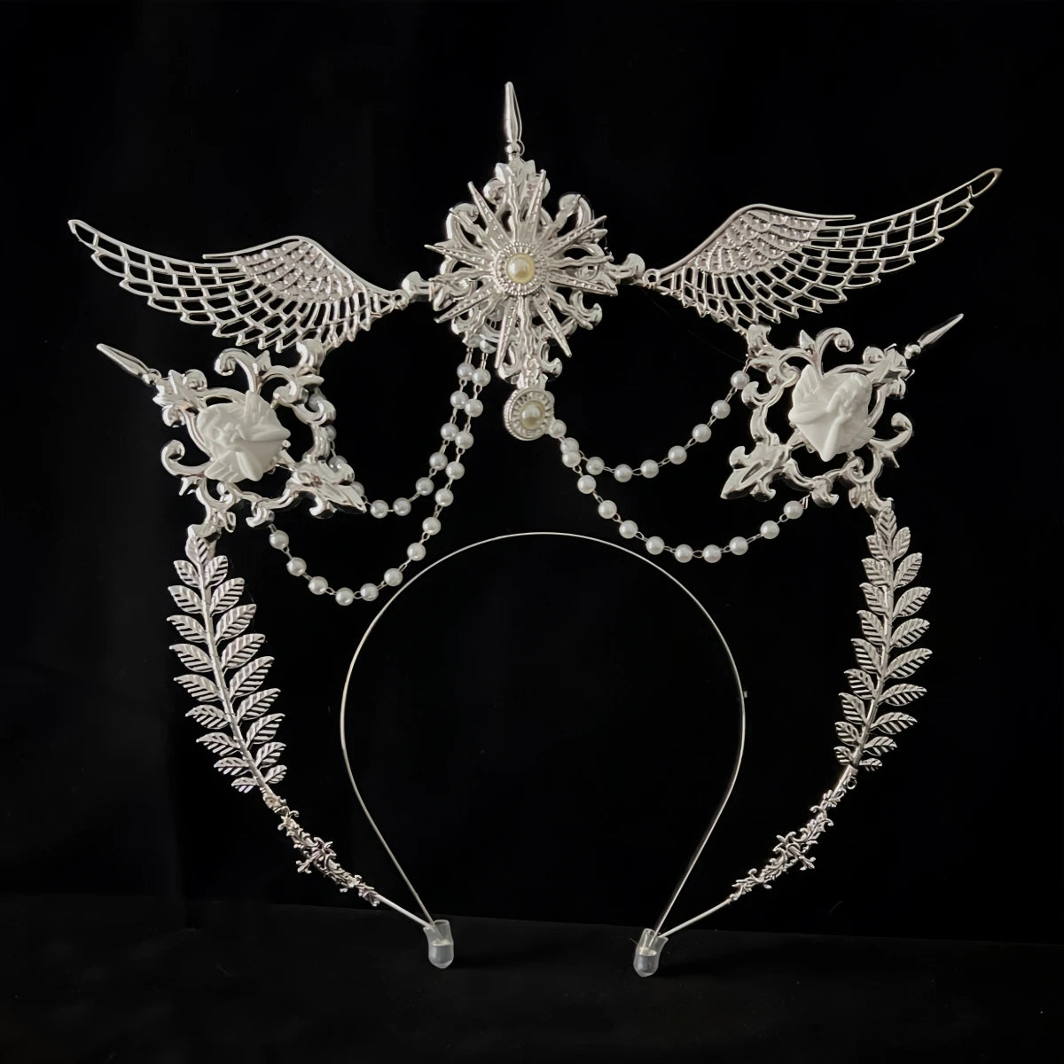 Handmade Halo Crown Headpiece Lolita Goddess KC Gothic Halo Crystal Crown Headband Hair Accessories