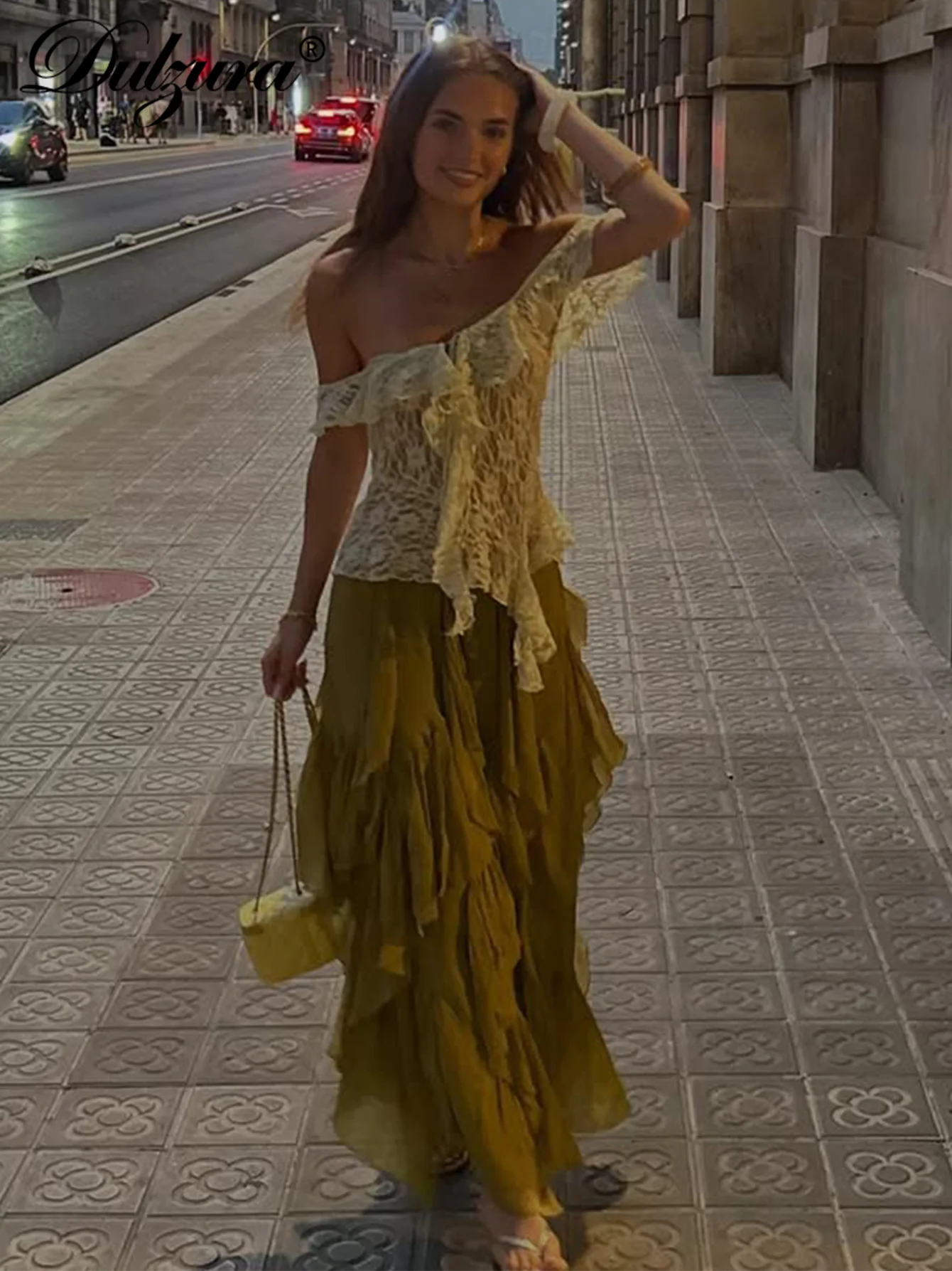 Dulzura 2026 Summer Fashion Sexy Off Shoulder Backless Lace See Through Top Ladies Casual Versatile Party Club Street Y2K Outfit