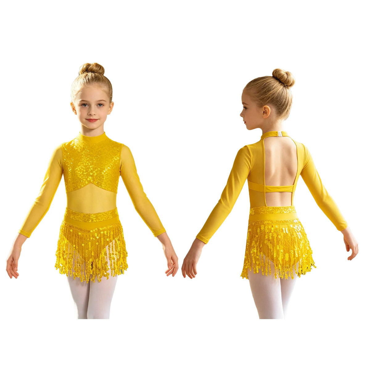 Girls sequin tassel jazz ballet dance dress