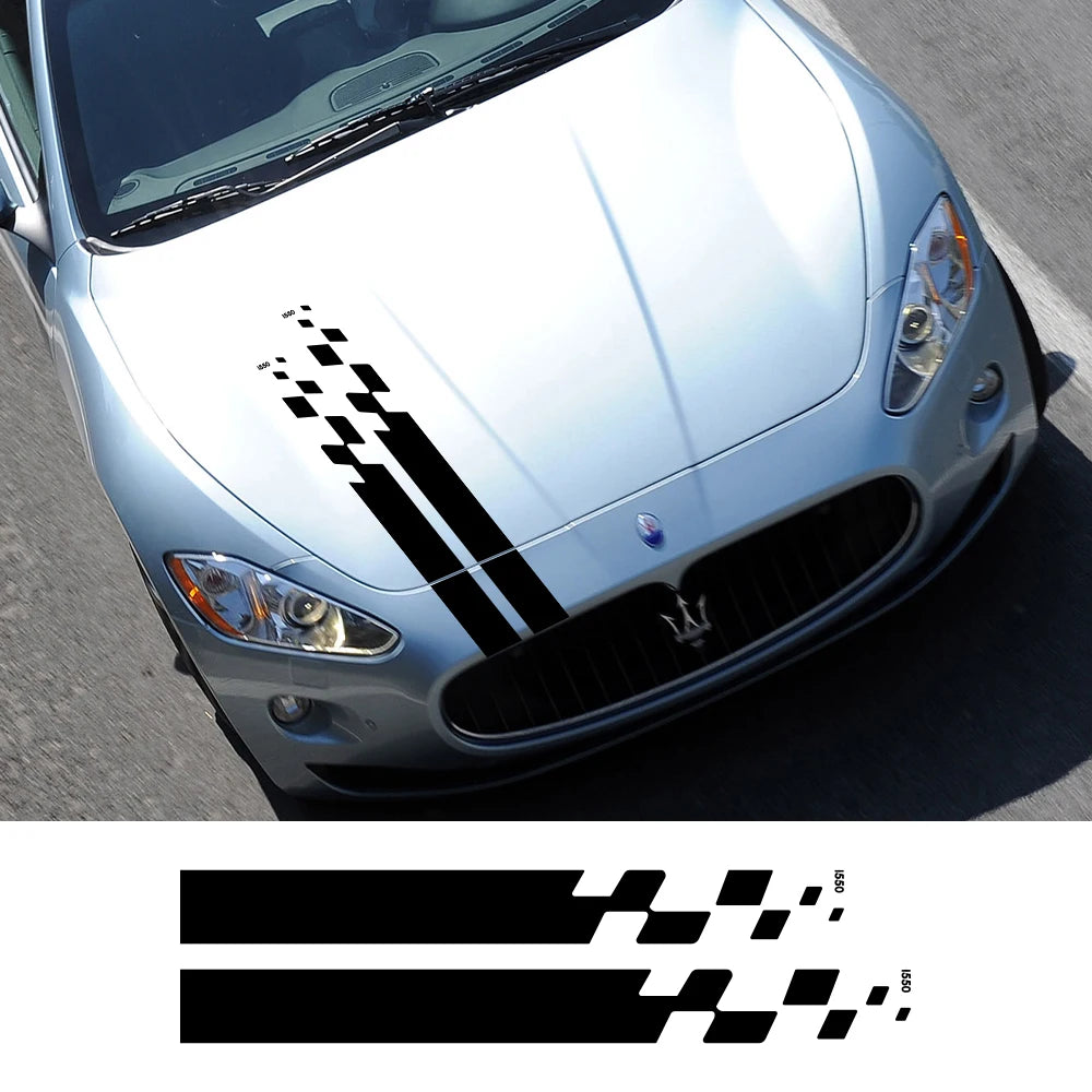 Universal Car Hood & Engine Cover Racing Stripe Decal – Self-Adhesive Vinyl Sport Sticker, Fits Most Vehicles