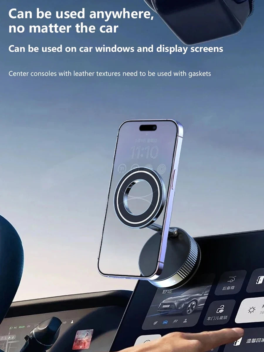 Car Mount Electric Vacuum Magnetic Holder Foldable Strong Suction Stand Cell Phone For iphone 12 13 14 15 16 17 Live Streaming