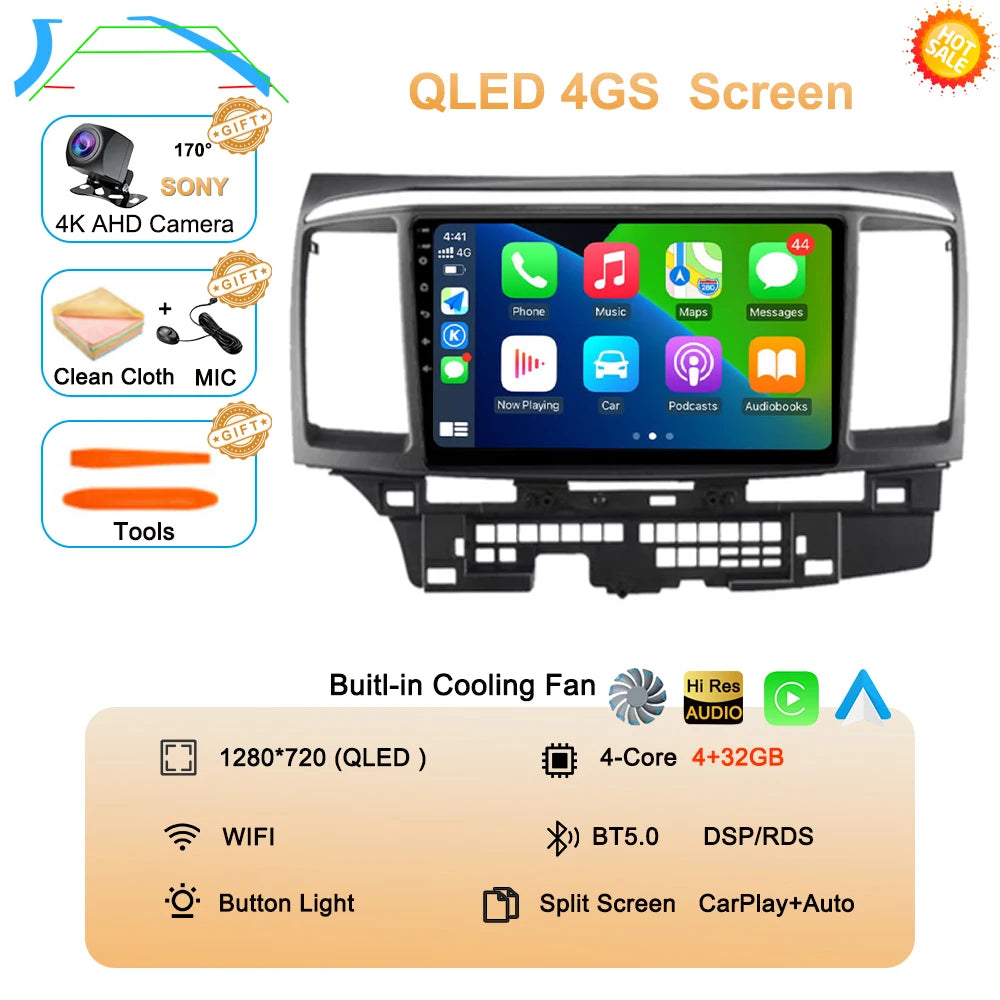 Android 16 Car Radio For Mitsubishi Lancer 10 CY 2007 - 2017 Multimedia Video Player 2 din WIFI+4G Navigation GPS Stereo Carplay