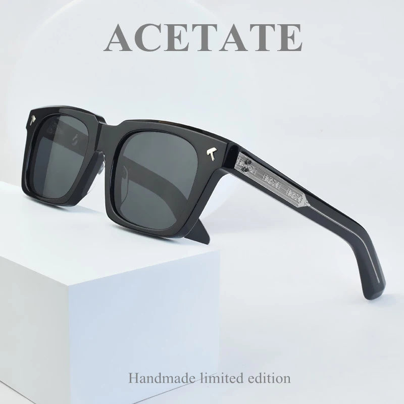 Thick Acetate Sunglasses — Japanese-Style Classic UV400 Frame