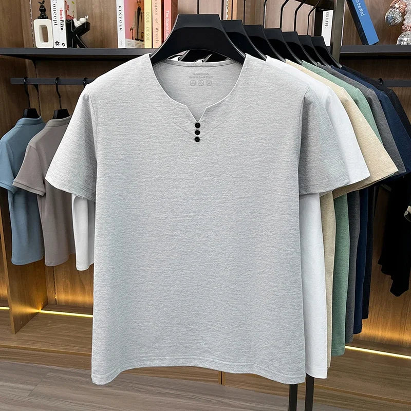 Men's Classic Henley Tee - Button Detail, Casual to Semi-Formal