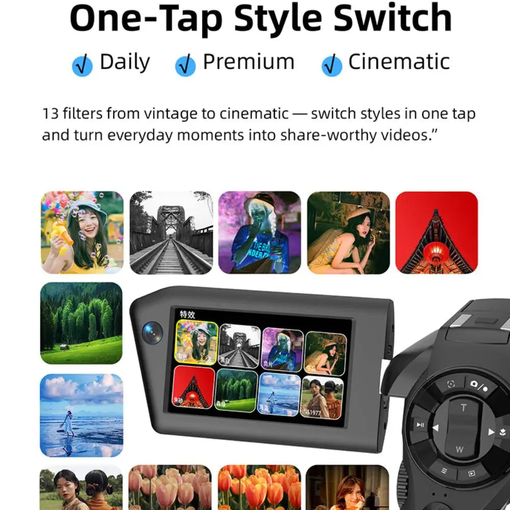 8K Handheld Camcorder — 75MP Vlog Camera, 8X Zoom, Night Vision