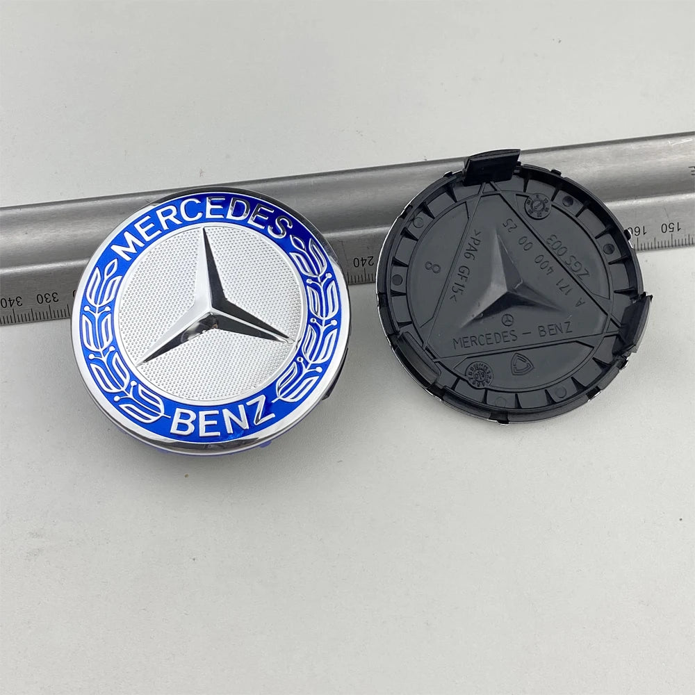 For Mercedes Benz Car Wheel Center Hub Caps 4PCS 75MM AMG W203 W206 W220 W205 W211 W212 GLA GLC CLA A Emblem Tire Rim Covers
