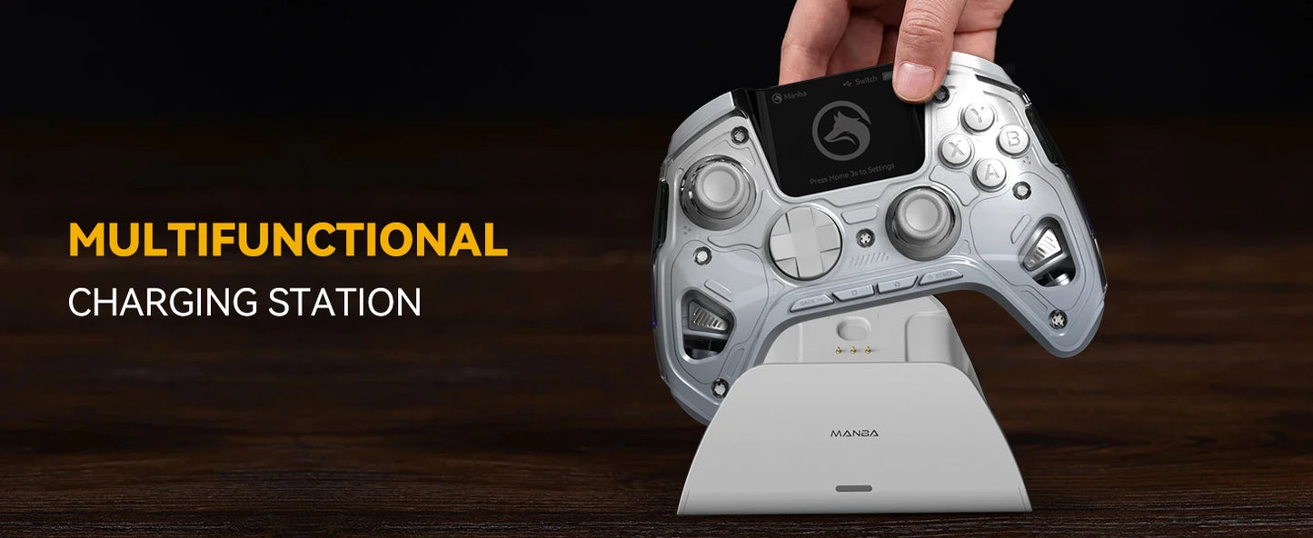 Manba One V2 Wireless Gaming Controller for Switch/PC/iOS/Android Hall Effect Stick RGB Light 1800mAh with Charging Dock