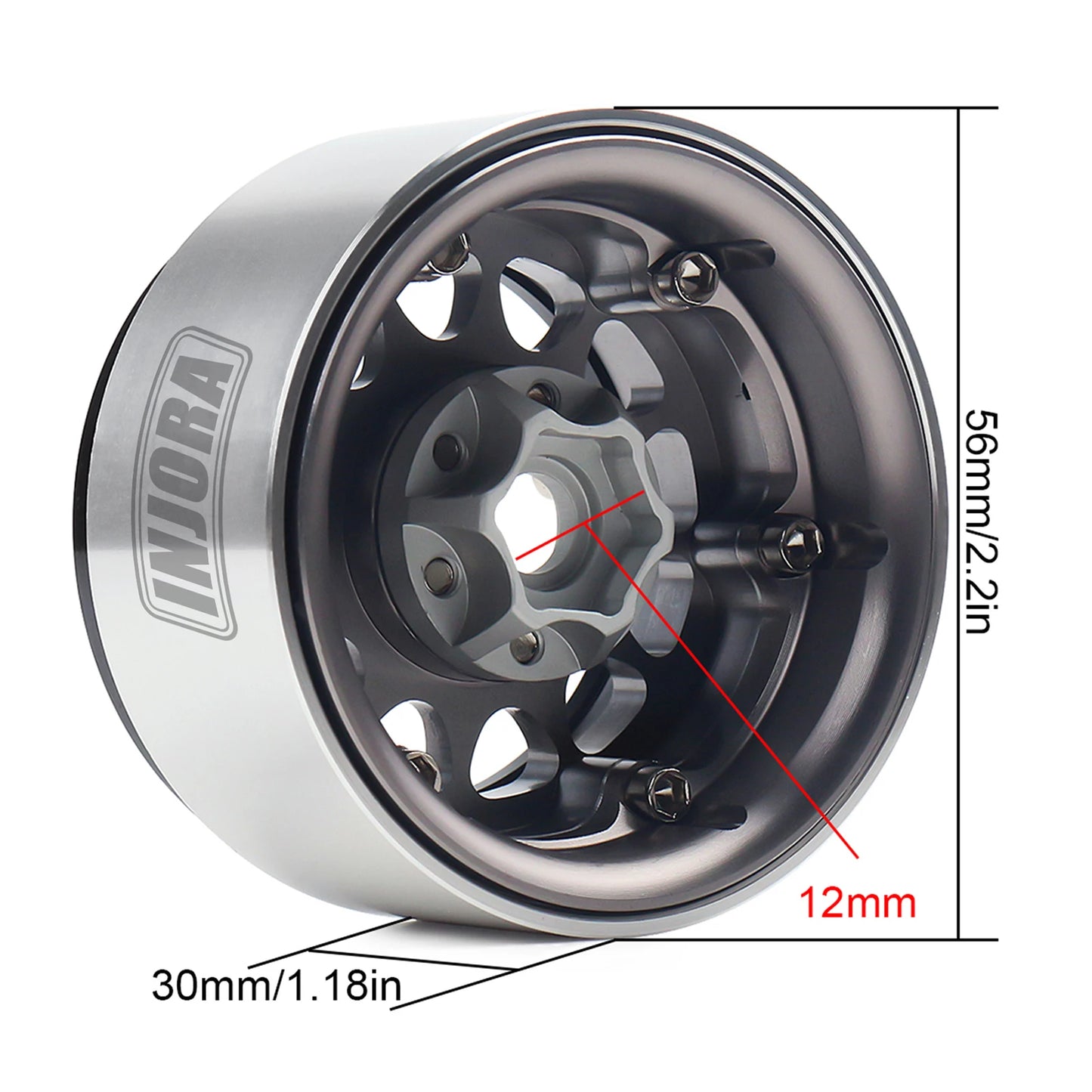 INJORA 4Pcs CNC Aluminum Alloy 1.9 Beadlock Wheel Rim for 1/10 RC Crawler Car Axial SCX10 90046 AXI03007 TRX4 VS4-10 Redcat Gen8