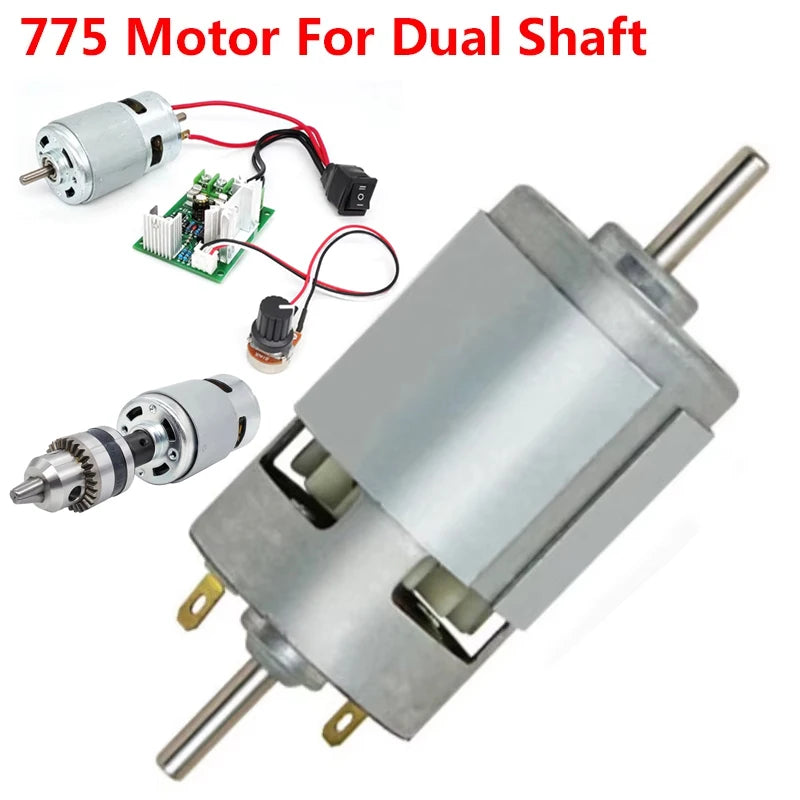 775 DC Motor 12V-24V Dual Shaft Micro Motor High Torque for DIY Toys Power Tools Electronic Component Motor Processing Lathe