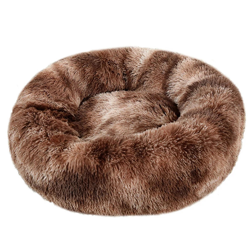 Round Plush Dog Bed - Warm Tie-Dye Nest Bed, 70-90cm - photo 15