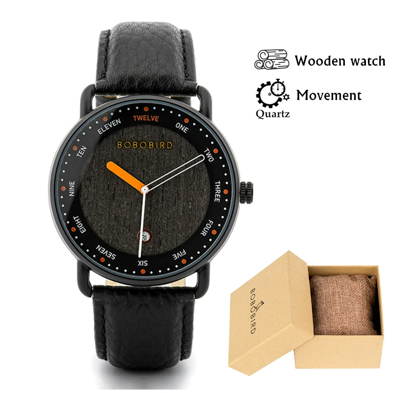 Man's Watches BOBO BIRD Wooden Quartz Watch Casual Wristwatch for Men Unique Gift Drop Shipping