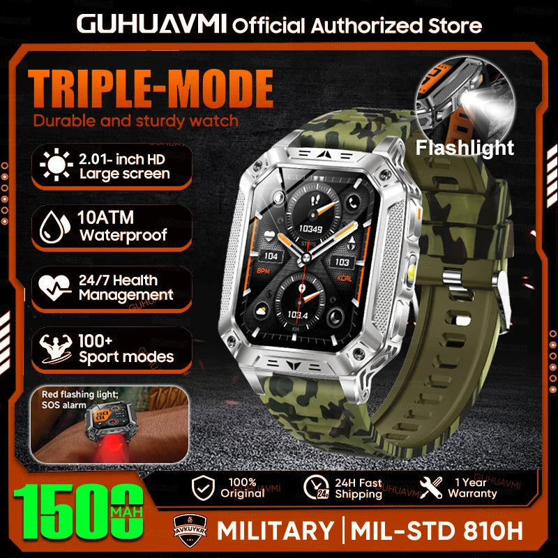 Rugged Smart Watch — 1500mAh, 10ATM Waterproof, BT Calling