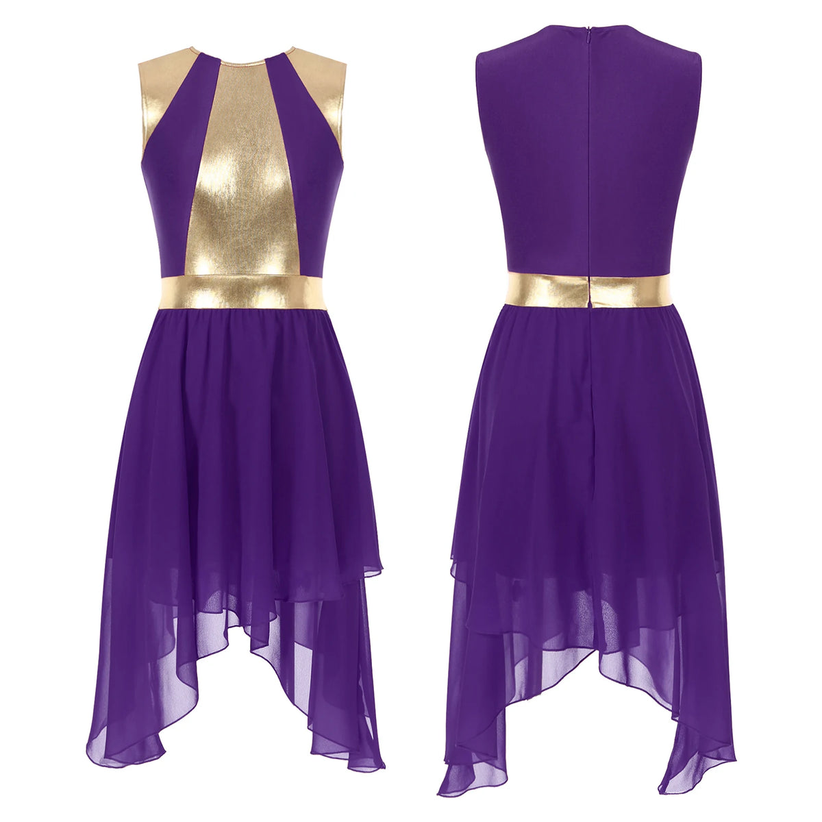 Women Modern Lyrical Dance Dress Liturgical Worship Church Choir Costume Sleeveless Asymmetrical Hem Dresses Ballroom Dancewear