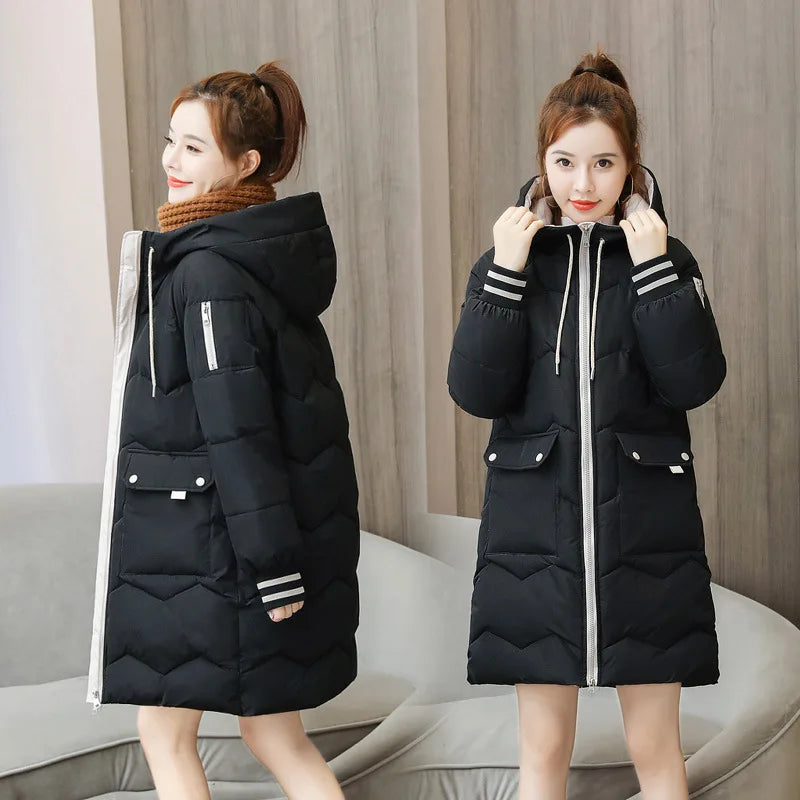 Women's Mid-Length Hooded Parka - Padded Loose Winter Coat - photo 6