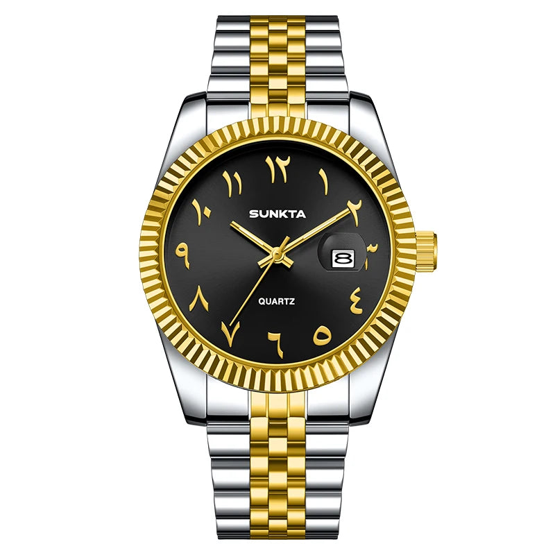 SUNKTA Luxury Fashion Wristwatch For Men Stainless Steel Date Quartz Man Watch Waterproof Luminous Casual Men's Watches Relojs