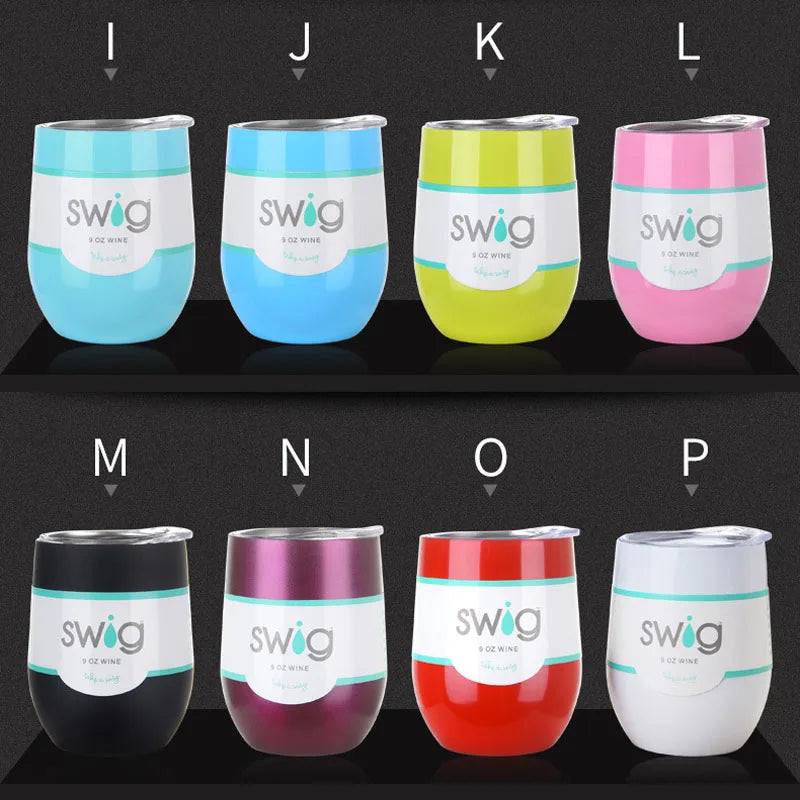 12OZ Wine seal Cover Custom Logo Mug Vacuum Insulated Thermos Garrafa Termica  Egg Shape Coffee Tumbler  Wine Beer  With Lid