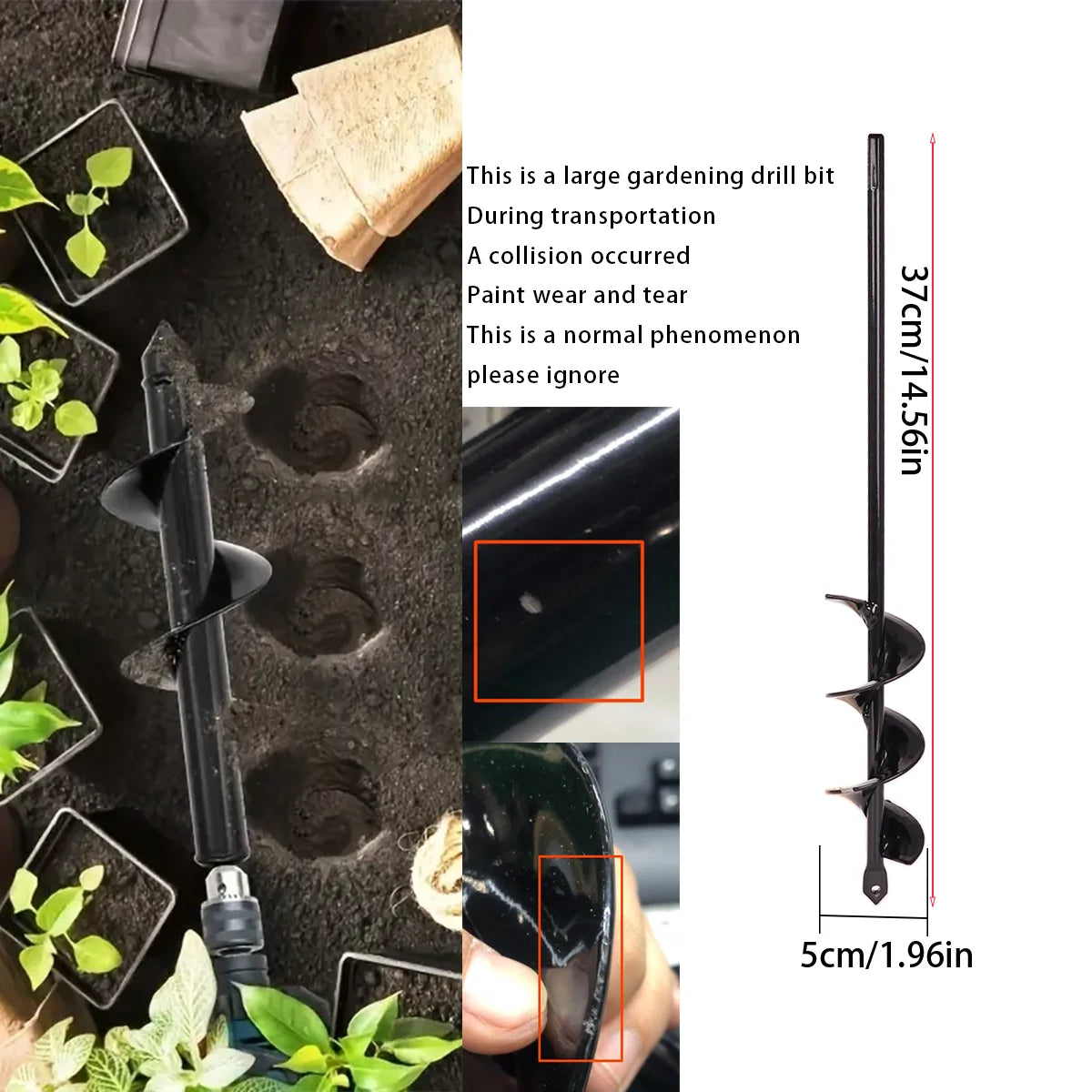Spiral hole drill bit - Home planting spiral drill bit - Planting tool for loosening soil and digging holes, garden drill bit,