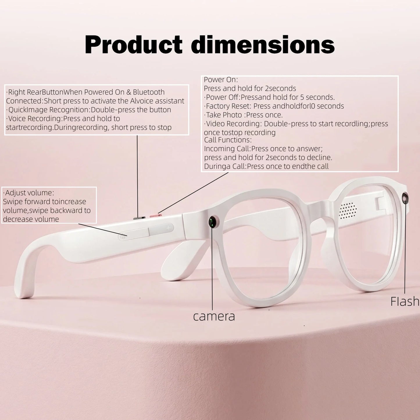 High appearance intelligent AI glasses, dual cameras, 2 million pixels, with three lenses, wireless smart glasses, hunting glasses, video glasses, AI shooting glasses, cycling glasses, sports camera, long battery life, high s