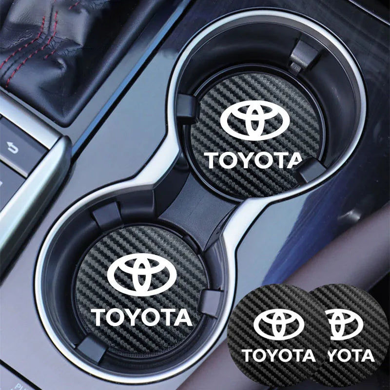 2Pcs Leather Coaster Anti-noise Water Cup Pad Cushion For Toyota TRD Gazoo Racing Corolla Yaris Chr Auris Rav4