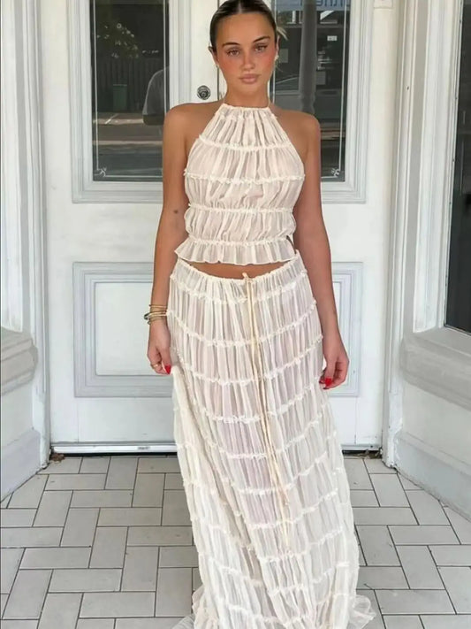 Women's Halter Top & Maxi Skirt 2-Piece Set – Summer