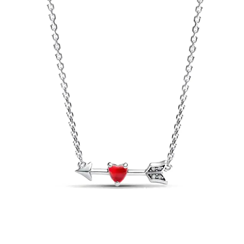 925 Silver Heart & Bow Necklace - Exquisite Women's Jewelry Gift