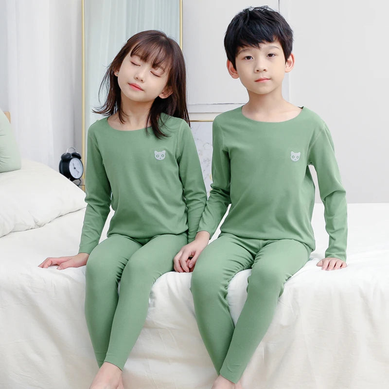 Kids Thermal Underwear Top and Pants - Autumn Winter Base Layer Set - photo 8