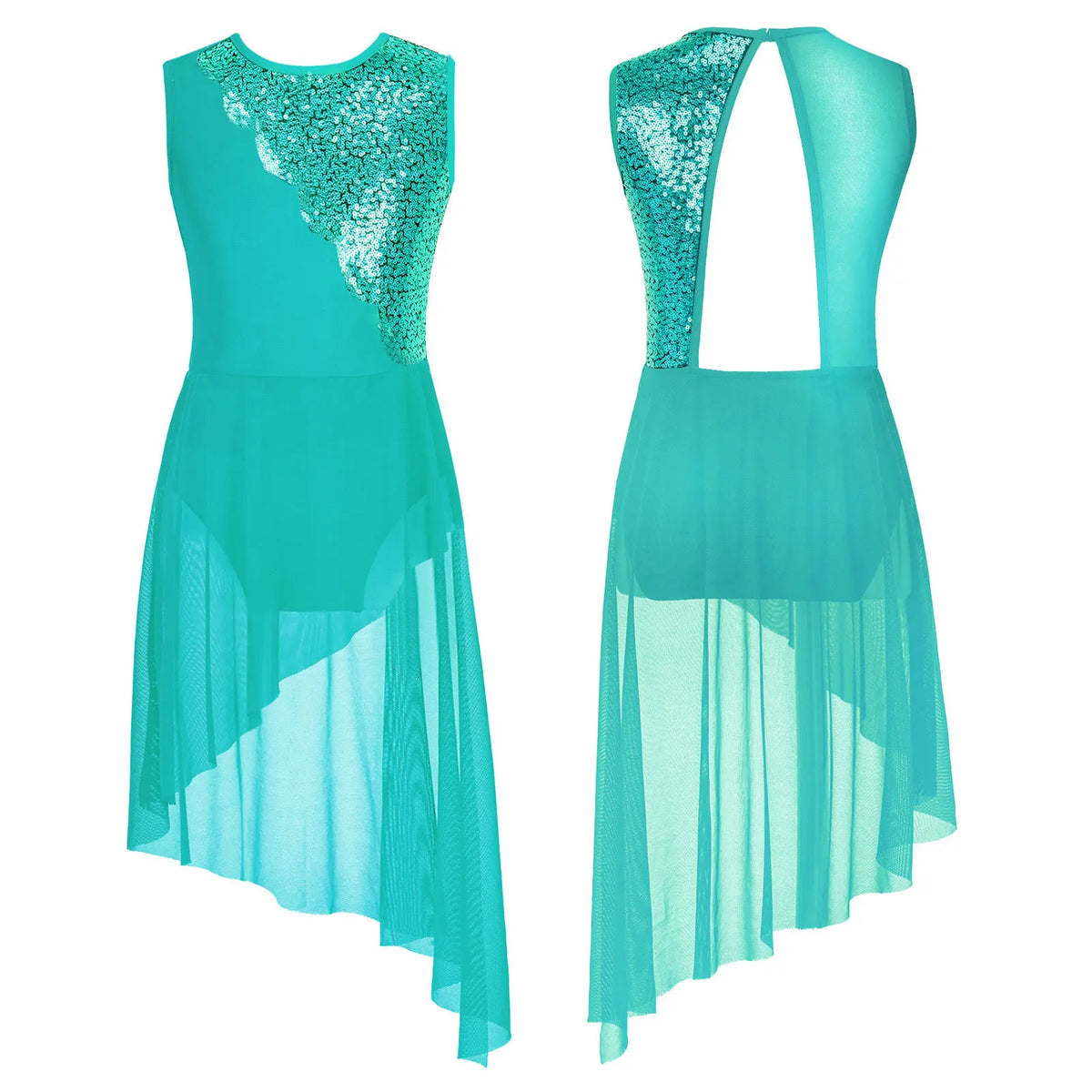 Girls sequin irregular-hem lyrical tutu dress