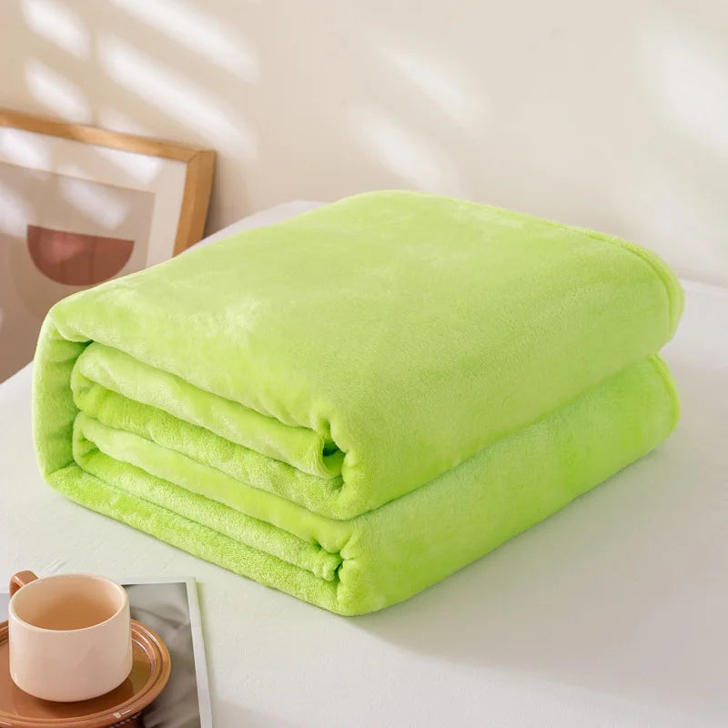 Coral Fleece Flannel Blanket, Soft Lightweight Bed Throw