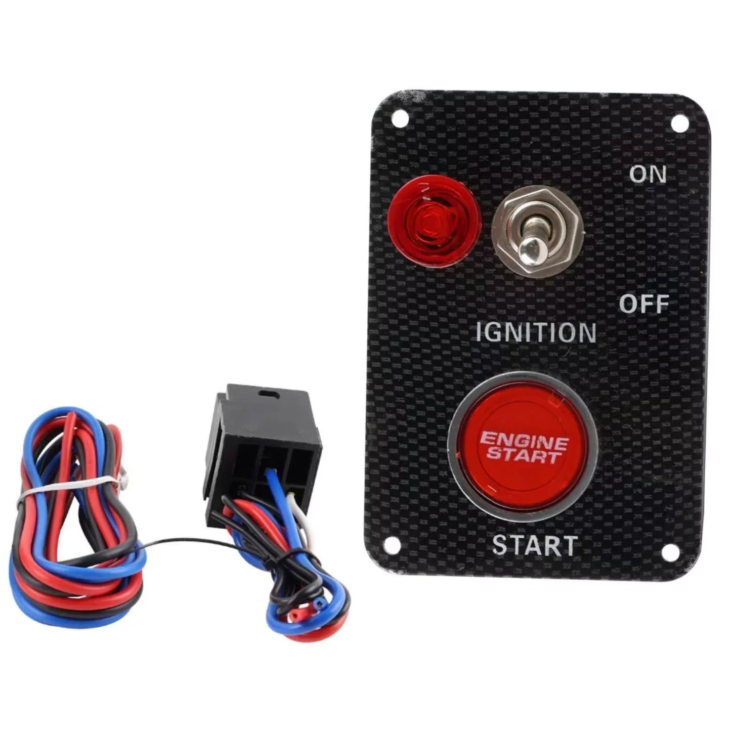 Carbon Fiber Car Switch 2in1 Comb Racing Car Toggle Ignition Switch Panel 12V Engine Start Starter Push Button With Red LED