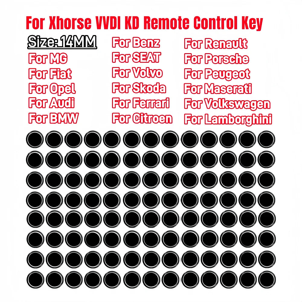 14MM 50Pcs/Lot For Xhorse VVDI KD Car Key Crystal Epoxy LOGO For Opel Fiat SEAT Volkswagen Benz Peugeot Citroen Chevrolet Skoda