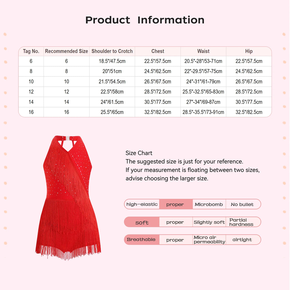 Girls rhinestone fringe Latin leotard dress
