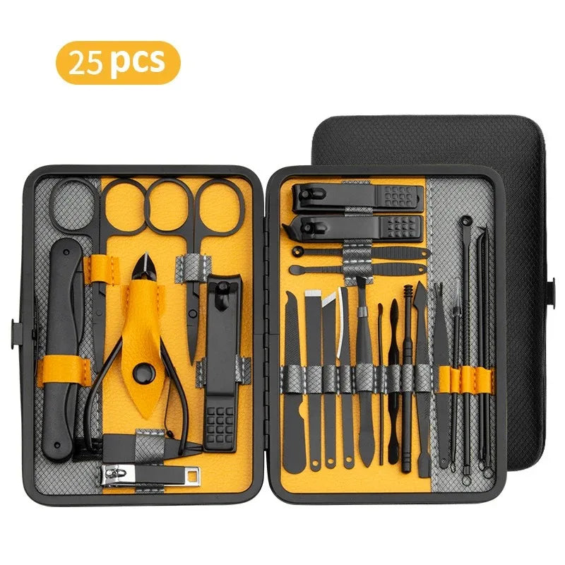 Manicure Set 10/15/25 PCs Full Function Kit Professional Stainless Steel Pedicure Sets Nail Clipper With Portable Case Idea Gift