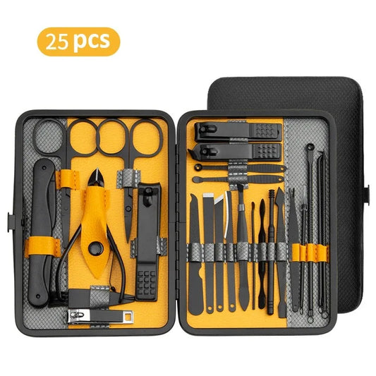 10, 15 or 25 Piece Stainless Steel Manicure & Pedicure Set with Case