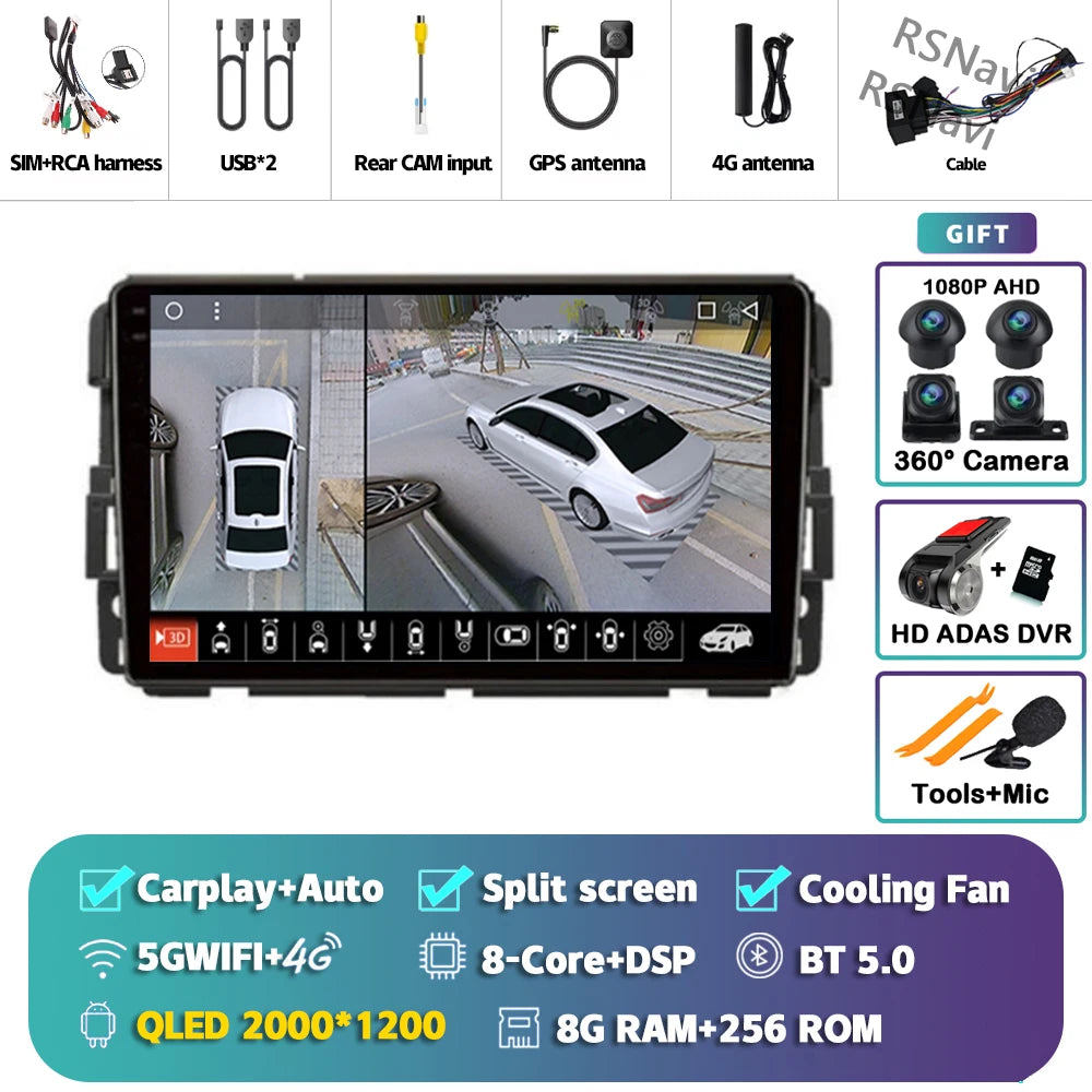 Android 16 Carplay Car Radio For Chevrolet Silverado Impala GMC Yukon Acadia Sierra Navigation GPS Multimedia Player stereo wifi