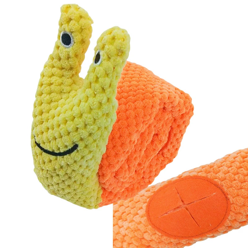 Snail Snuffle Puzzle Toy for Dogs - Plush Squeaky Treat Hider – photo 5