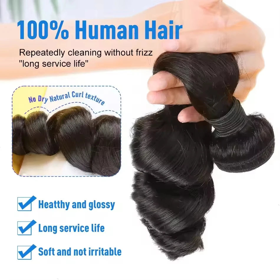 16A Loose Wave Human Hair Bundles 40 Inch Raw Hair 4 5 6 Bundles Brazilian Extensions Unprocessed Human Hair Weave Bundles