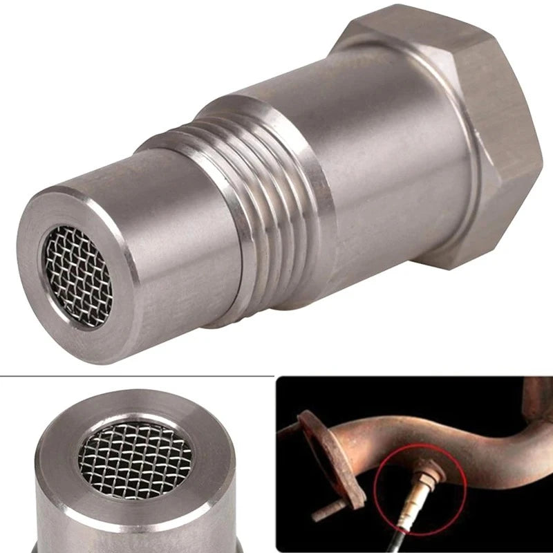 1Pcs Mini Oxygen Catalyst Sensor M18X1.5 46.516.016.9MM Silver Stainless Steel Durable Auto Car Accessories