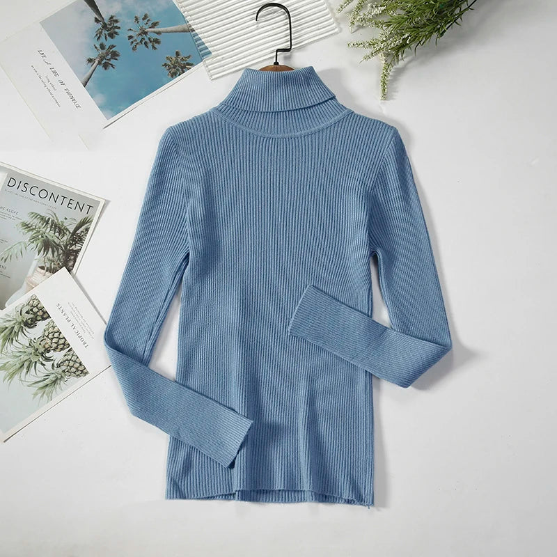 Women's Soft Turtleneck Sweater — Cotton Blend Knit