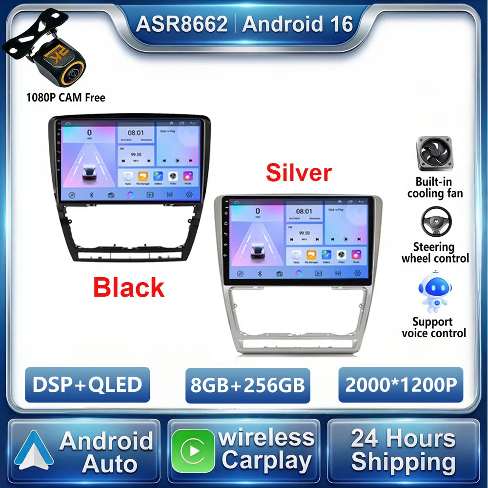 Car Stereo with Apple CarPlay & Android Auto, Compatible with Skoda Octavia 2 A5