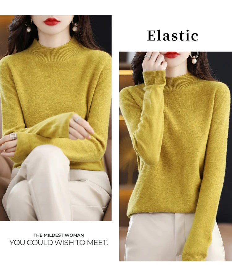 Women's Merino Wool Mock Neck Sweater